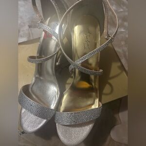 Elegant Silver Strappy Heels